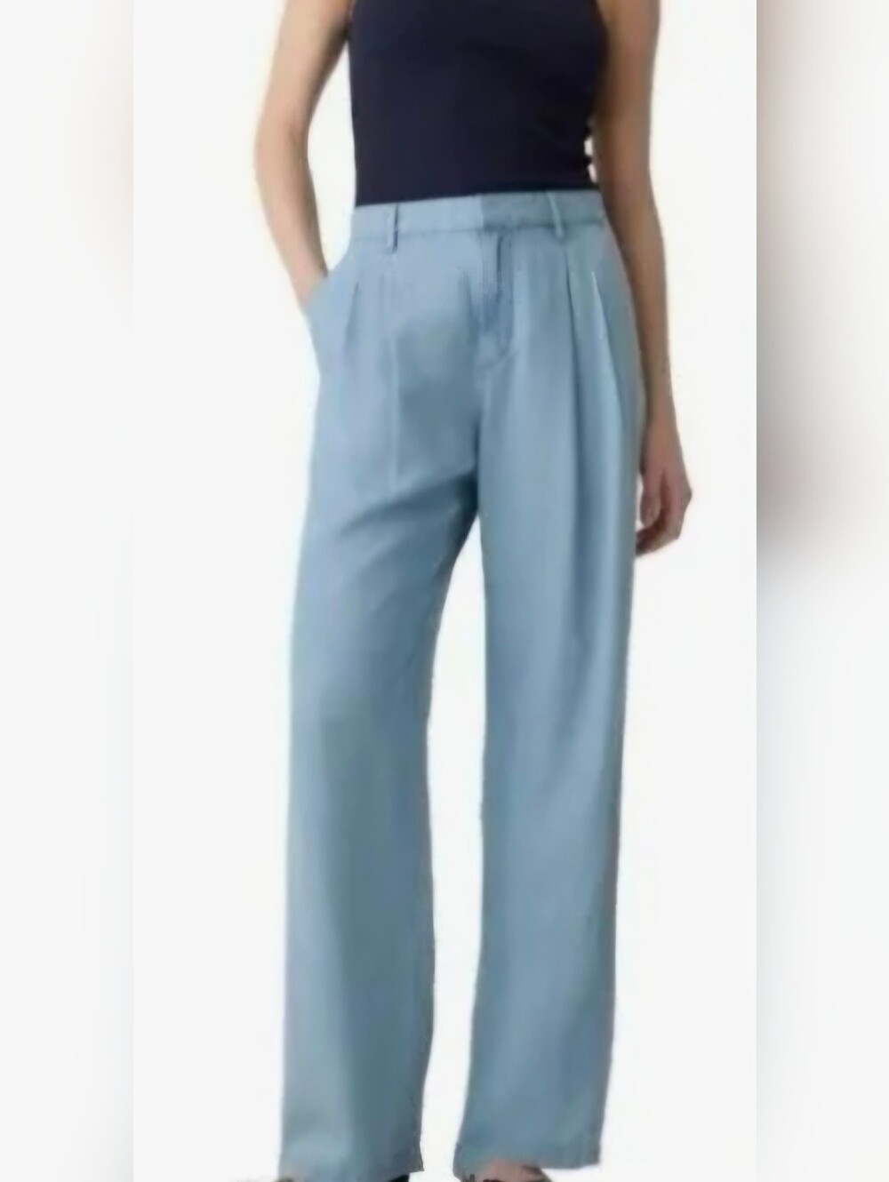 Gap Chambray Easy Trouser Pleated Wide Leg Women's Size 12 Style And Comfort
